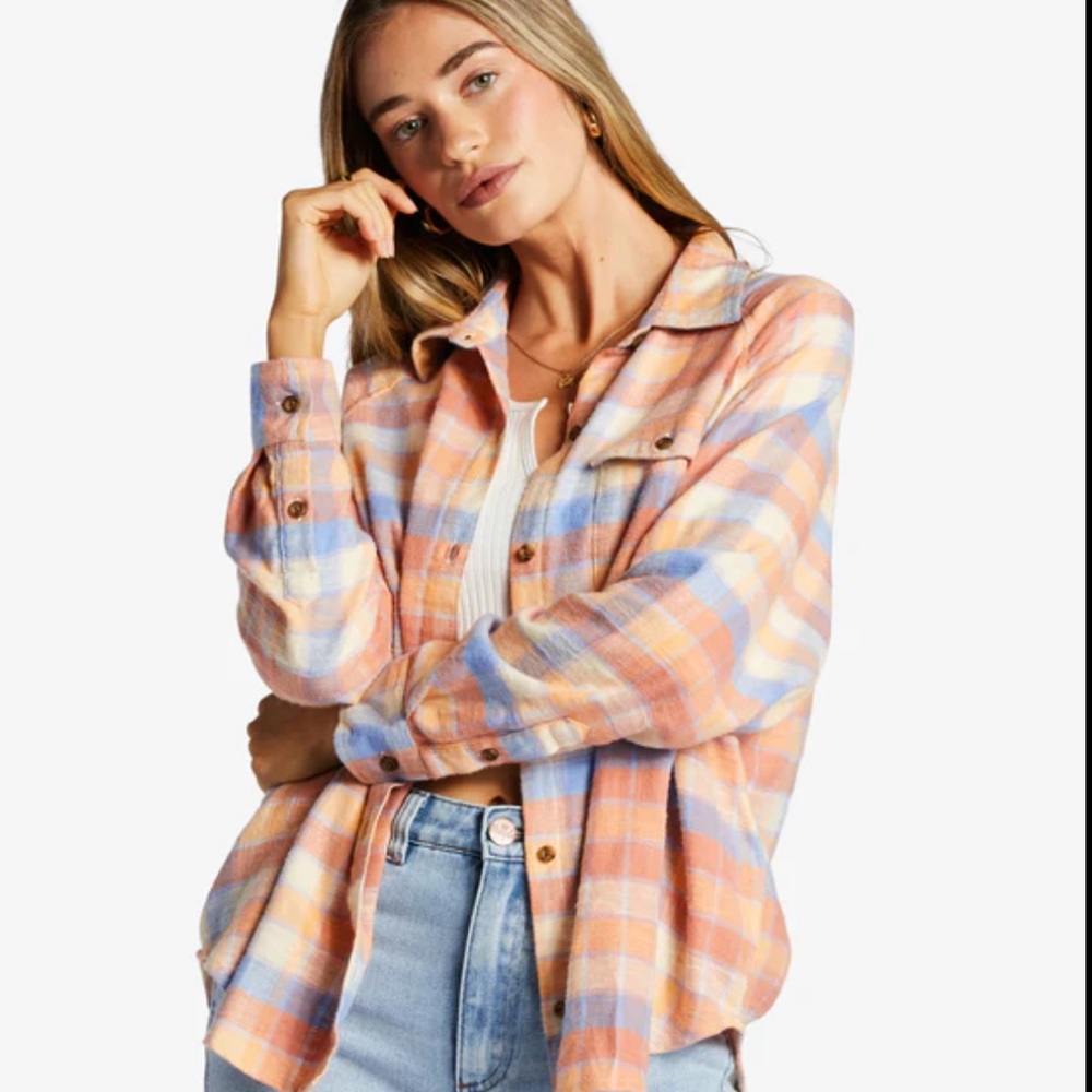 Billabong best time plaid flannel shirt